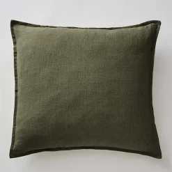 Lot de 2 taies d'oreillers 60 x 60 cm en lin lavé vert - LUISA