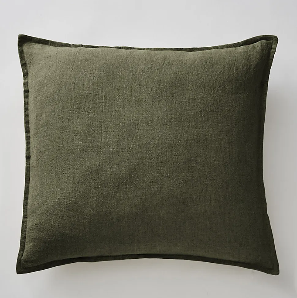 Lot de 2 taies d'oreillers 60 x 60 cm en lin lavé vert - LUISA
