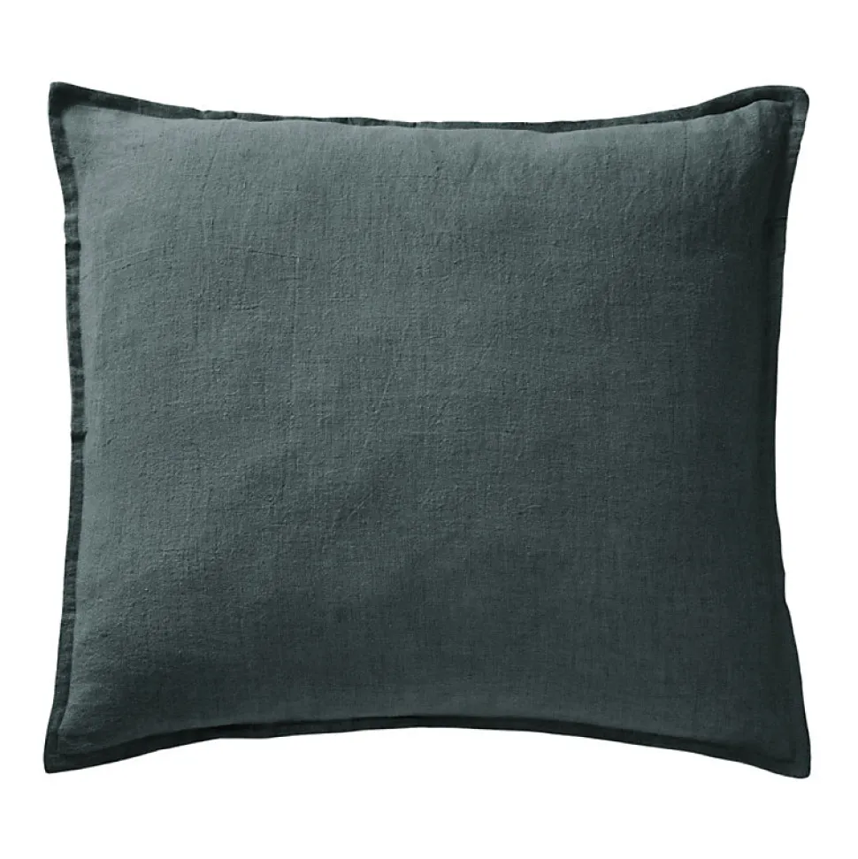 Lot de 2 taies d'oreillers 60 x 60 cm en lin lavé bleu - LUISA