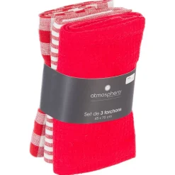 Lot de 3 torchons en coton 45x70 - Taupe- Atmosphera