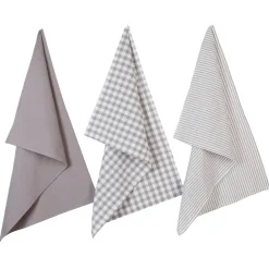 Lot de 3 torchons en coton 45x70 - Gris- Atmosphera