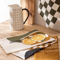 Lot de 3 torchons Helu jaune ocre - Atmosphera