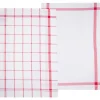 Lot de 2 torchons imprimés - coton - rouge et blanc - 45x70 cm - Atmosphera