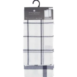 Lot de 2 torchons imprimés - coton - bleu - 45x70 cm - Atmosphera