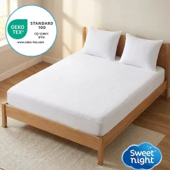 Lot Protège-Matelas 140x190 + 2 Protège-Oreillers 65x65 - Bouclette Éponge Coton Absorbante