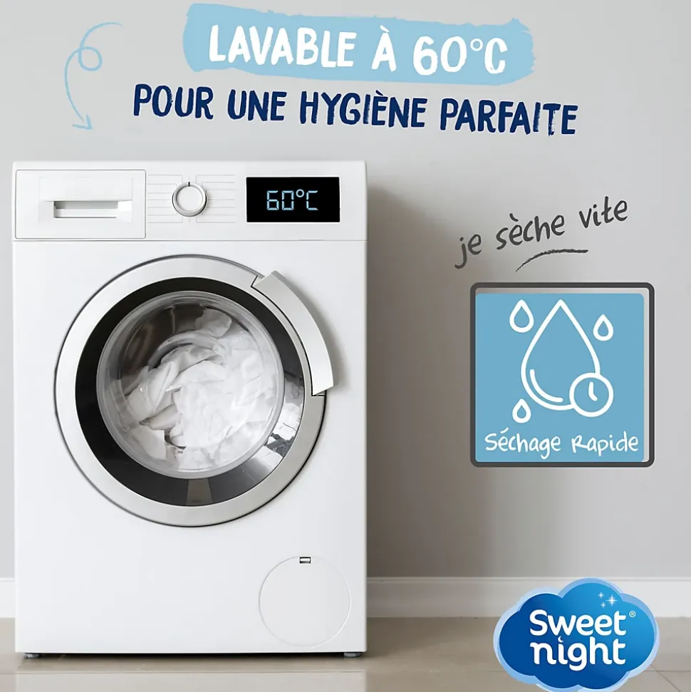 Lot Protège-Matelas 90x190 + 1 Protège-Oreiller 65x65 - Bouclette Éponge Coton Absorbante