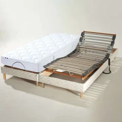 Lot sommiers avec réglage fermeté au niveau lombaire 2x70x190