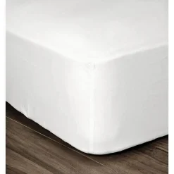 LOVELY HOME Drap Housse 100% Coton 140x190cm - Bonnet 35cm - Blanc