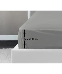 LOVELY HOME Drap Housse 100% coton 160x200x30 cm gris clair