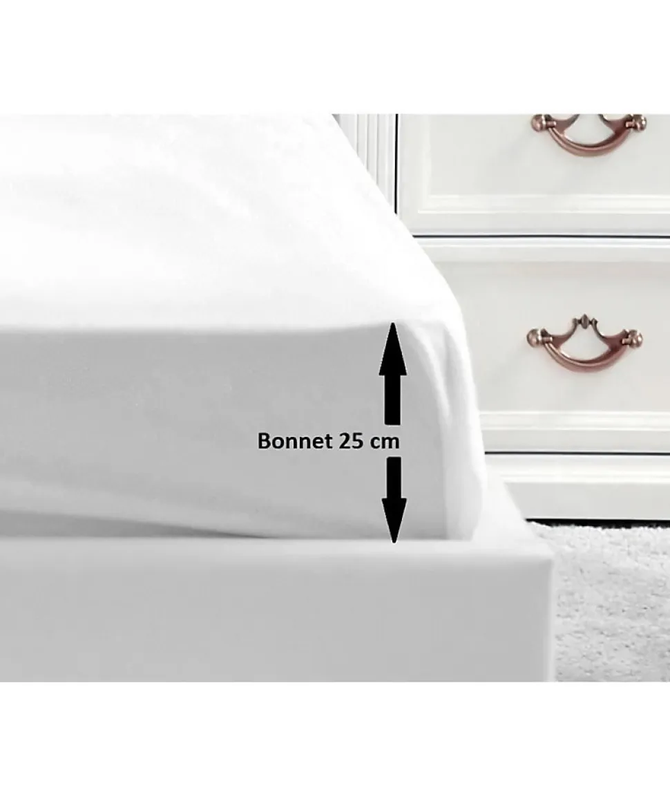 LOVELY HOME Drap Housse 100% coton 140x190x25 cm blanc