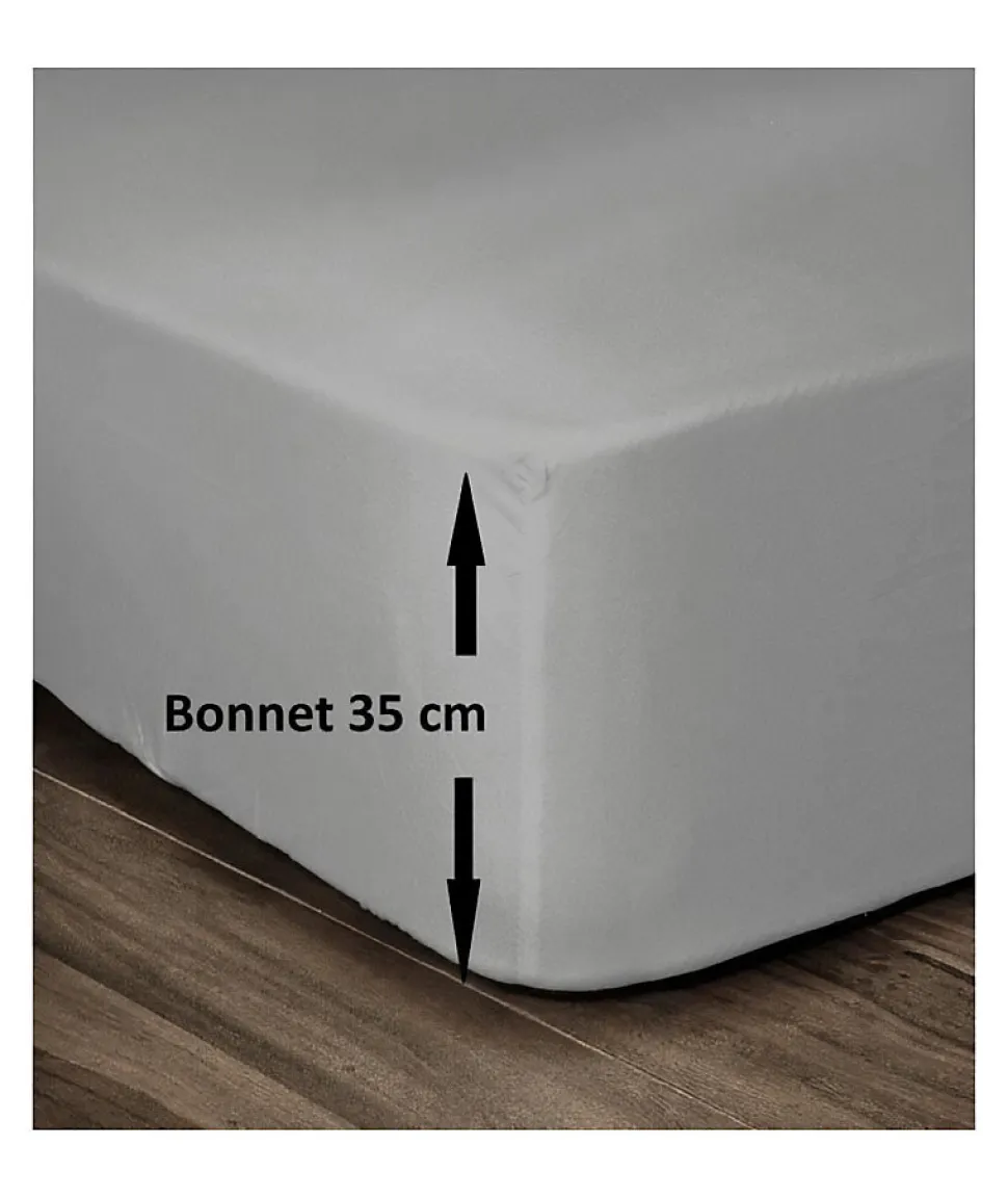 LOVELY HOME Drap Housse 100% Coton 160x200cm - Bonnet 35cm - Gris clair