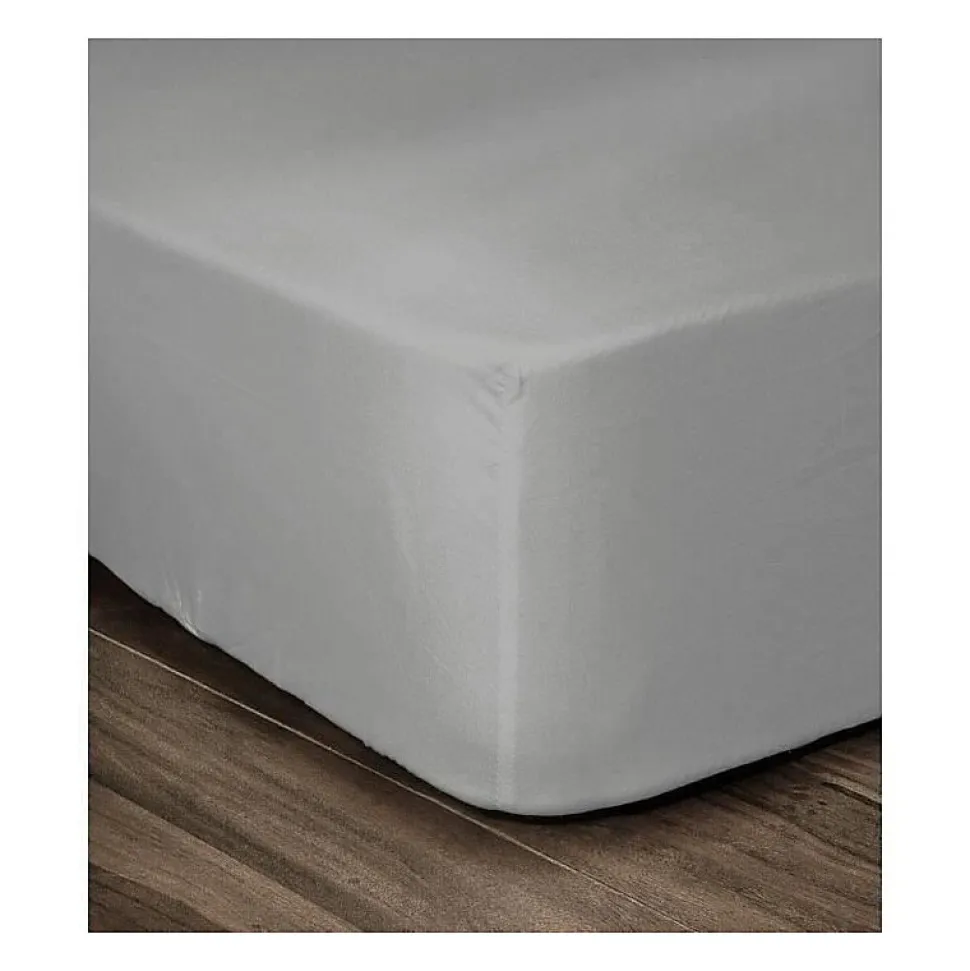 LOVELY HOME Drap Housse 100% Coton 160x200cm - Bonnet 35cm - Gris clair