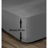 LOVELY HOME Drap Housse 100% Coton 180x200cm - Bonnet 35cm - Gris foncé