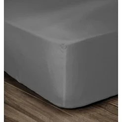 LOVELY HOME Drap Housse 100% Coton 180x200cm - Bonnet 35cm - Gris foncé