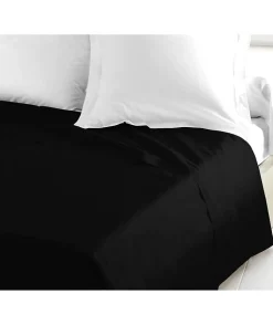 LOVELY HOME Drap Plat 100% coton 180x290 cm noir