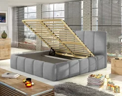 Lucea - lit coffre - 160x200 - sommier inclus - en velours - Best Mobilier