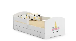 LUK lit enfant avec tiroir et barreau 160x80 corne de licorne