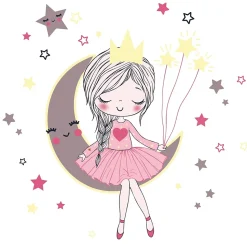 LUK lit enfant avec tiroir et barreau 140x70 princesse endormie