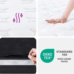 Matelas à ressorts bonnell moyen 90x190 cm vidaXL