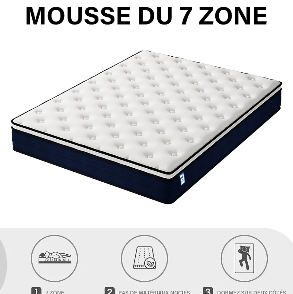 Matelas à ressorts 140x200 CM, épaisseur 25 cm