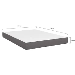 Matelas 140 x 190 cm à mémoire de forme STELLA épaisseur 20 cm