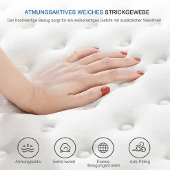 Matelas 140 x 190 cm ressorts ensachés et surmatelas intégré ép.25cm