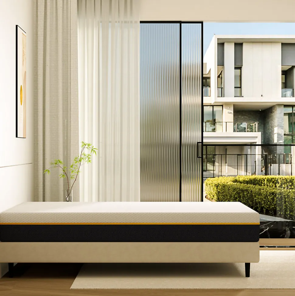 Matelas adulte double couche en mousse mousse à mémoire de forme fibre de charbon de bambou, 90x190 cm, 17 cm d'épaisseur