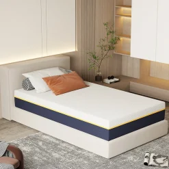 Matelas Adulte 90x190 cm, Épaisseur 21 cm, Mousse à Mémoire + Fibres de Charbon de Bambou