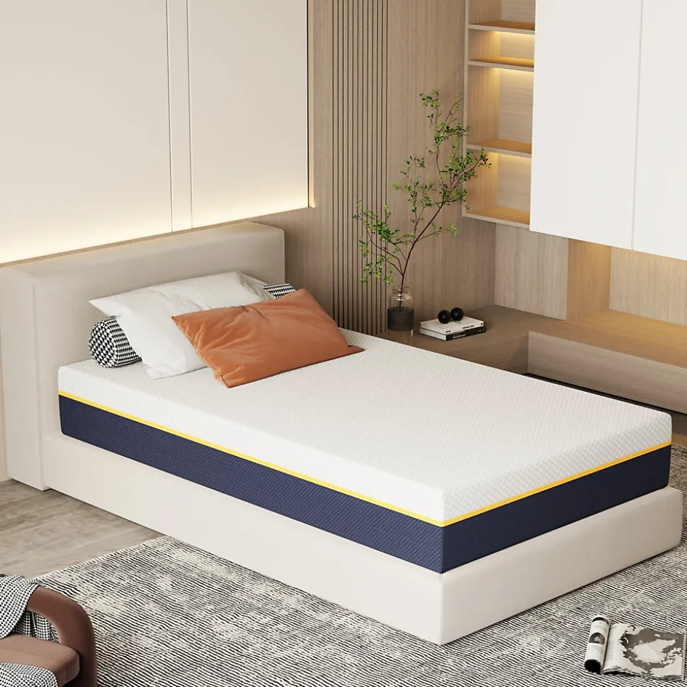Matelas Adulte 90x190 cm, Épaisseur 21 cm, Mousse à Mémoire + Fibres de Charbon de Bambou
