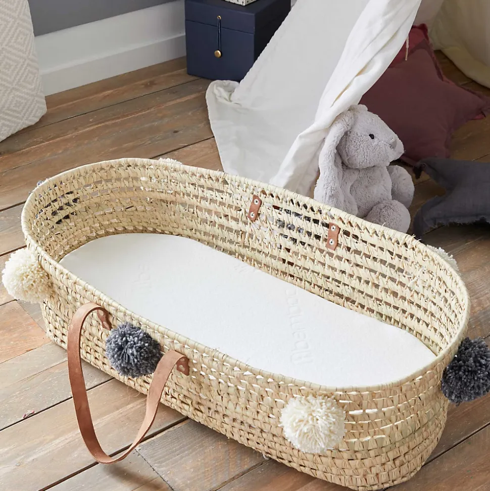 Matelas de Couffin Bamboo - 72x32x4 cm - Landau - Nacelle - Berceau - Viscose au toucher Ultra Doux - Forme Ovale - Déhoussable