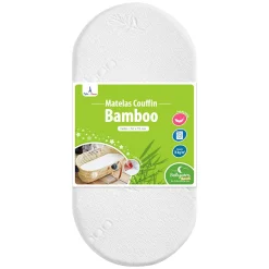 Matelas de Couffin Bamboo - 72x32x4 cm - Landau - Nacelle - Berceau - Viscose au toucher Ultra Doux - Forme Ovale - Déhoussable