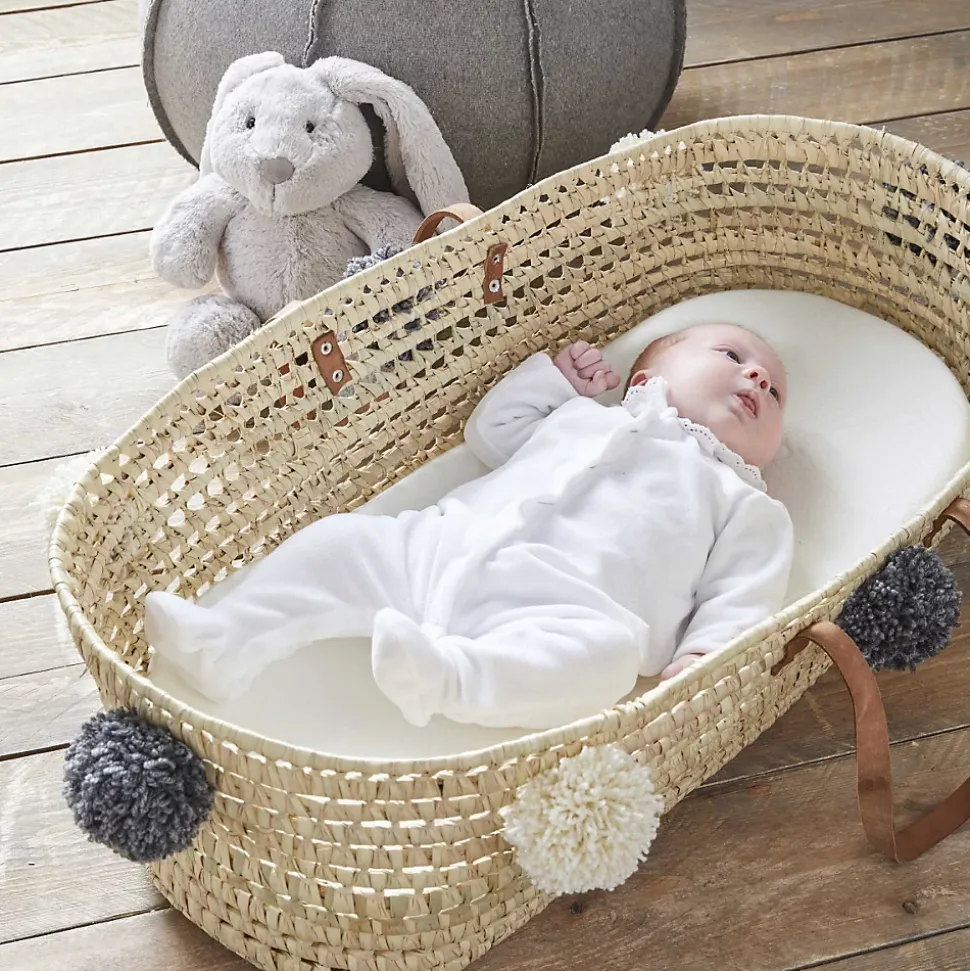 Matelas de Couffin Bamboo - 72x32x4 cm - Landau - Nacelle - Berceau - Viscose au toucher Ultra Doux - Forme Ovale - Déhoussable