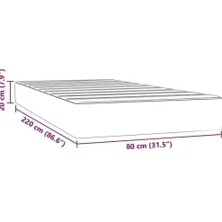 Matelas de lit à ressorts ensachés fermeté moyenne 80x220x20 cm velours vidaXL