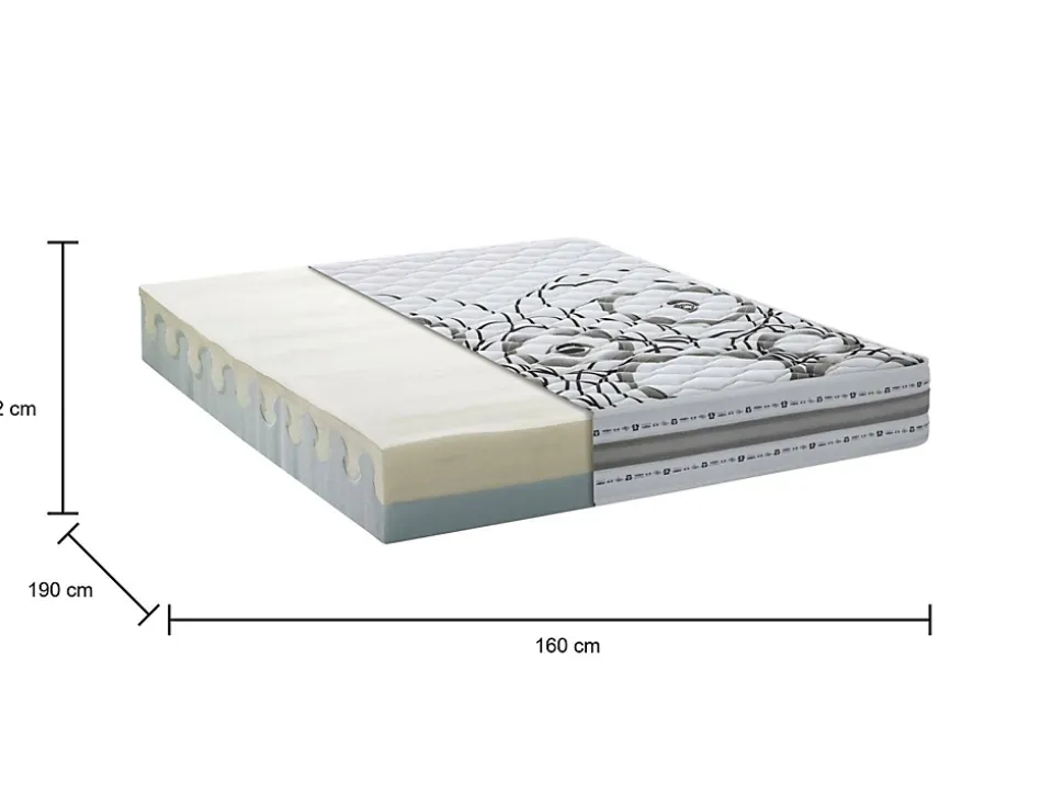 Matelas double Dmelos, matelas en mousse à mémoire de forme et Waterfoam, anti-acariens et hypoallergénique, 160x190h 22 cm