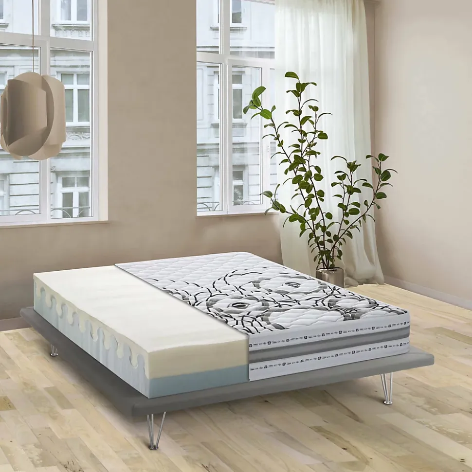 Matelas double Dmelos, matelas en mousse à mémoire de forme et Waterfoam, anti-acariens et hypoallergénique, 160x190h 22 cm