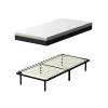 Matelas double en mousse de 17 cm + sommier à lattes 90x190 cm 16 rangées de lattes