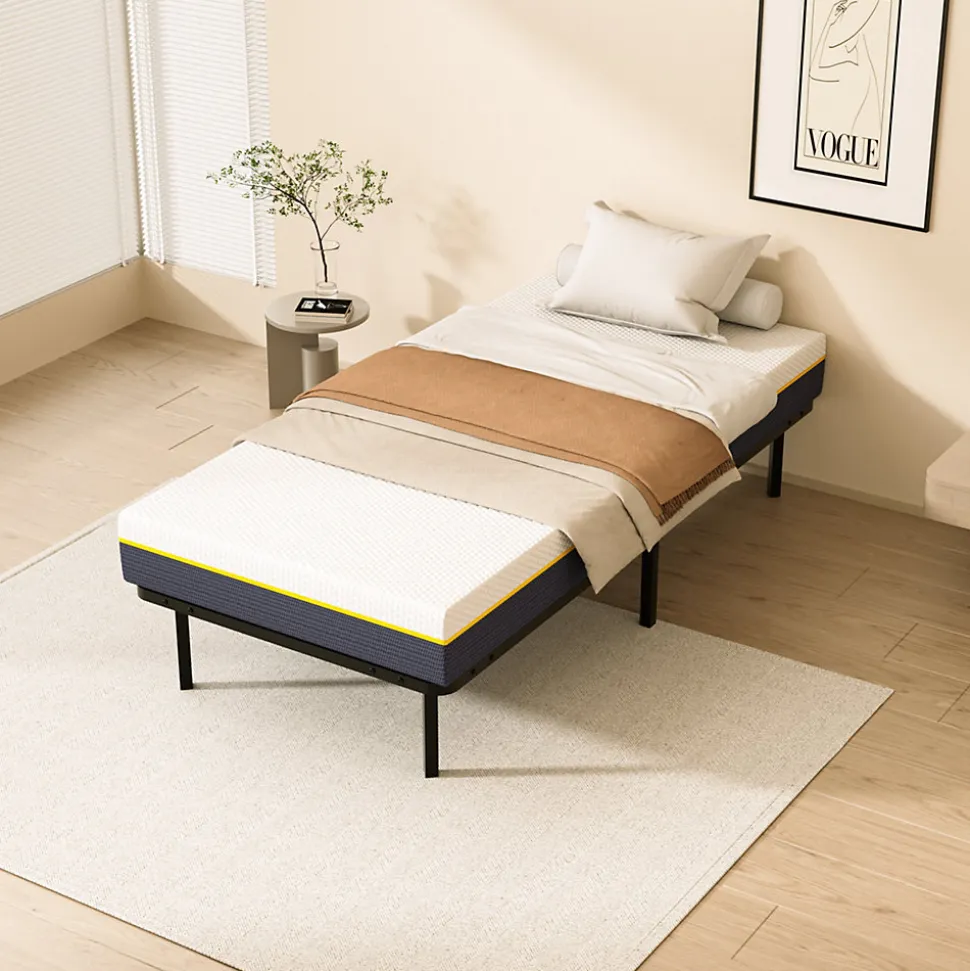 Matelas double en mousse de 17 cm + sommier à lattes 90x190 cm 16 rangées de lattes