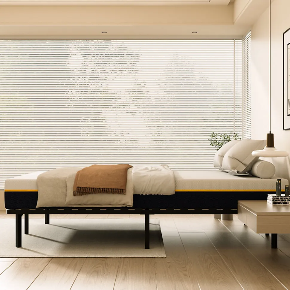 Matelas double en mousse de 17 cm + sommier à lattes 90x190 cm 16 rangées de lattes