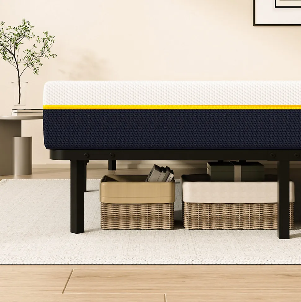 Matelas double en mousse de 17 cm + sommier à lattes 90x190 cm 16 rangées de lattes