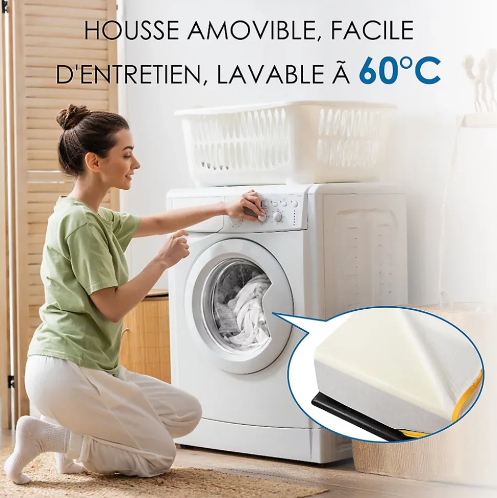 Matelas double en mousse de 17 cm + sommier à lattes de 16 rangs 140x190 cm