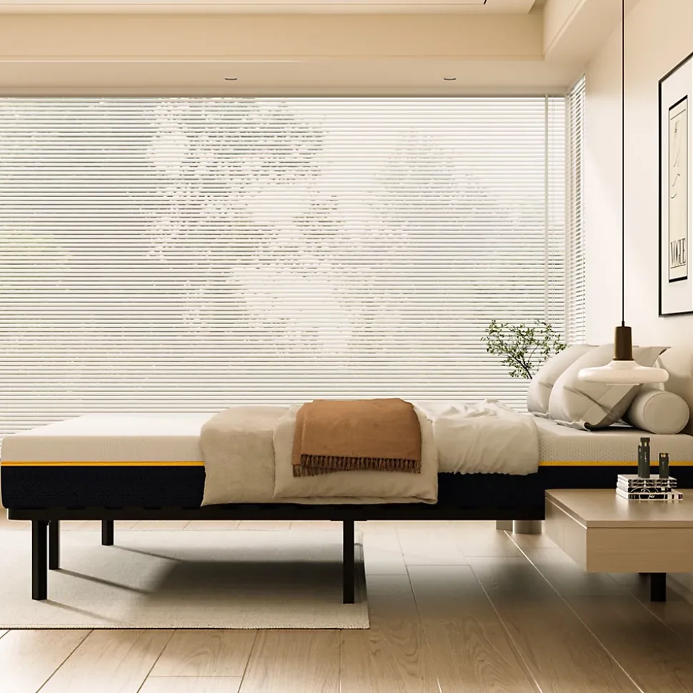 Matelas double en mousse de 17 cm + sommier à lattes de 16 rangs 140x190 cm