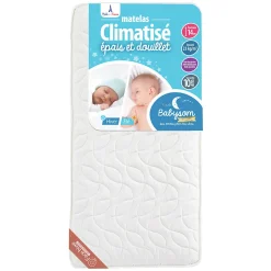 Matelas Enfant/Bébé Climatisé - 1 Face Été Fraîche et 1 Face Hiver Ouatinée - Anti-acarien - Oeko-Tex - Fabrication française