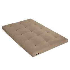 Matelas futon coton et fibres taupe 160x200