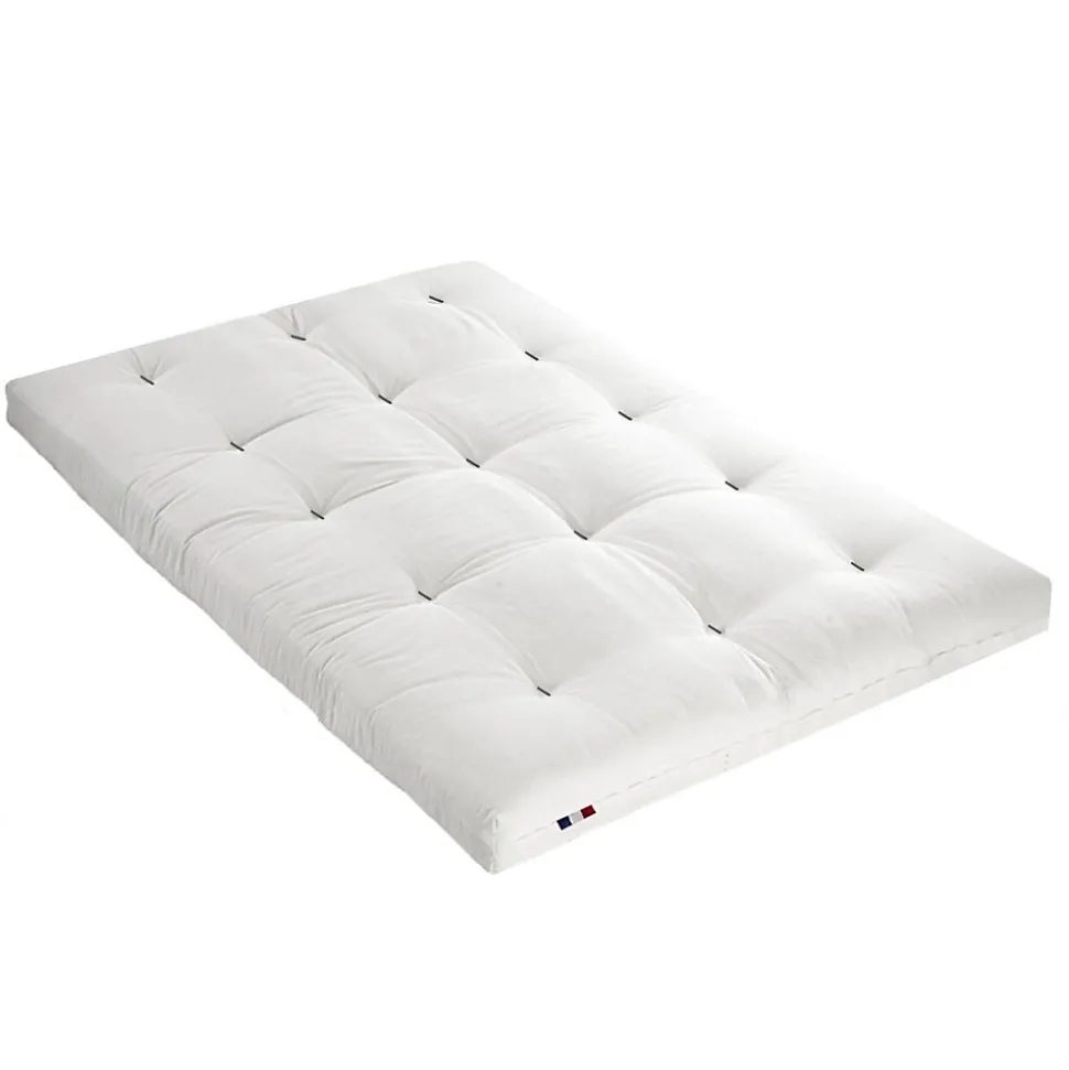 Matelas futon coton et fibres écru 160x200