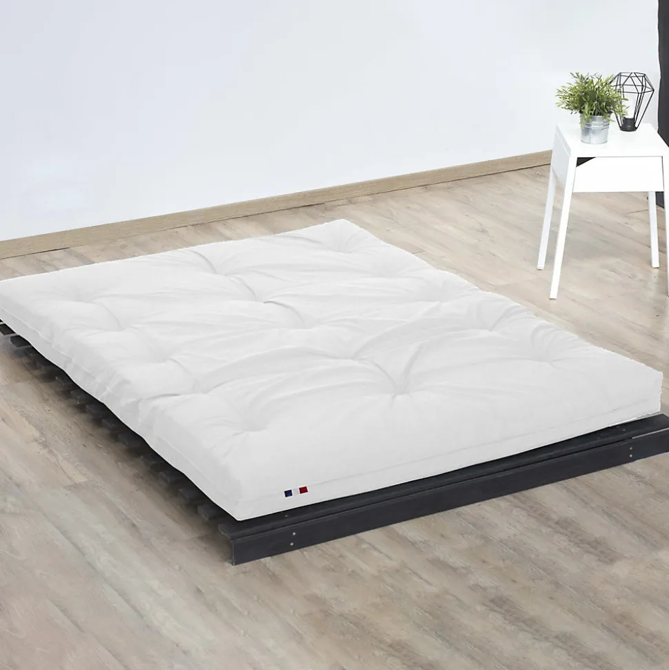 Matelas futon coton et fibres écru 160x200