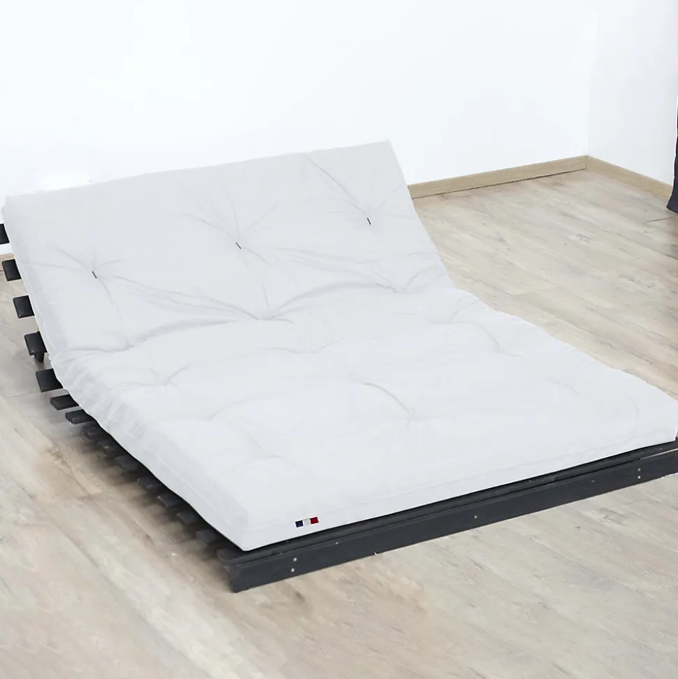 Matelas futon coton et fibres écru 160x200