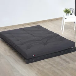 Matelas futon latex et fibres gris anthracite 140x190