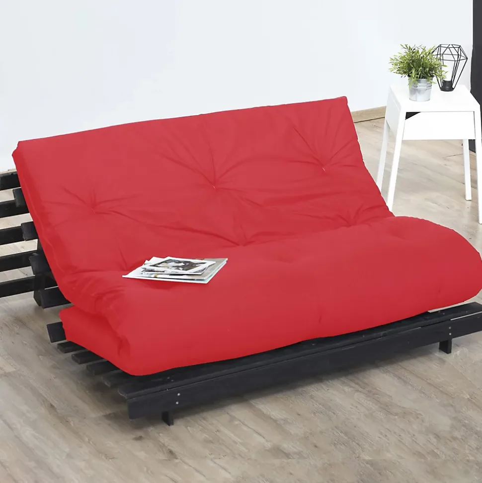 Matelas futon latex et fibres rouge 140x190