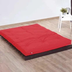 Matelas futon latex et fibres rouge 140x190
