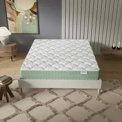 Matelas Maia - Mousse Végétale à Mémoire de Forme & Coutil Aloe Vera - Matériaux Responsables - (140 x 190 cm) - Épaisseur 22cm